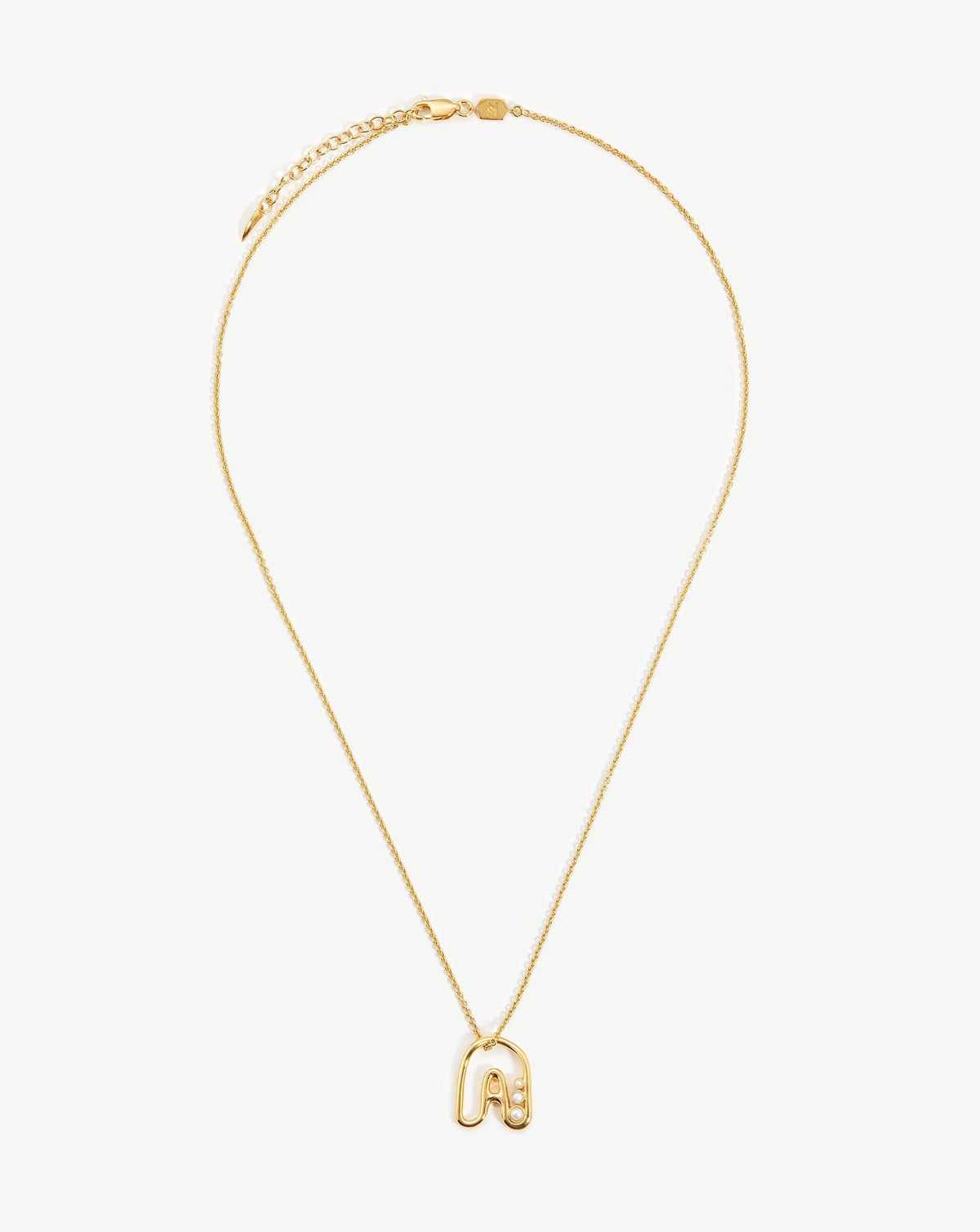 Chubby Pearl Initial Pendant Necklace  - Initial A | 18ct Gold Vermeil/Pearl