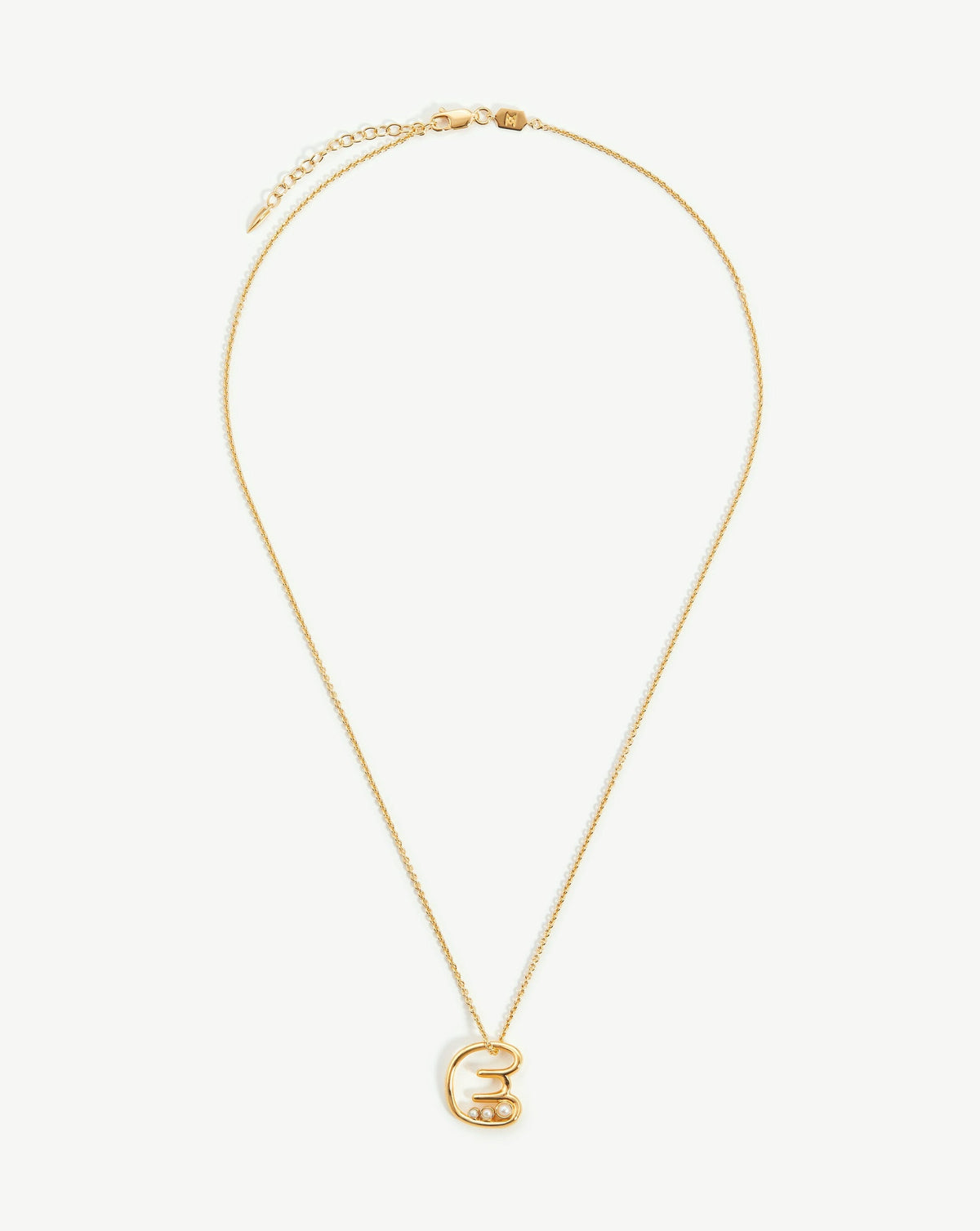 Chubby Pearl Initial Pendant Necklace  - Initial E | 18ct Gold Vermeil/Pearl