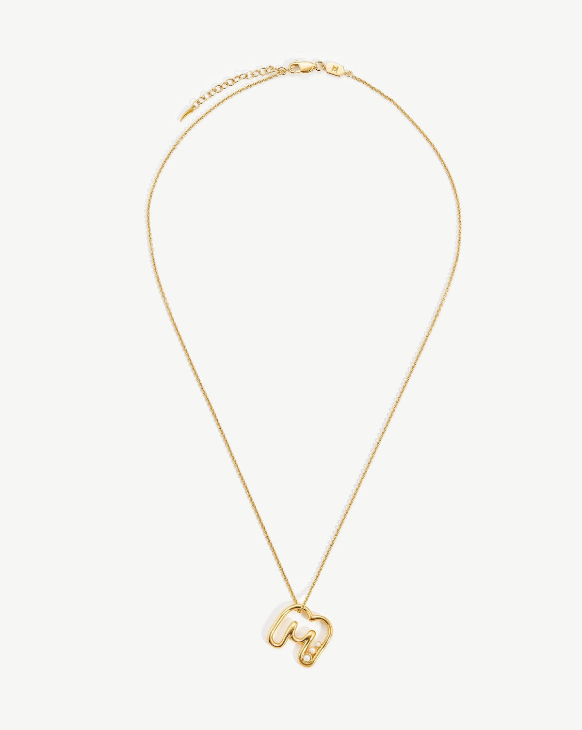 Chubby Pearl Initial Pendant Necklace  - Initial M | 18ct Gold Vermeil/Pearl