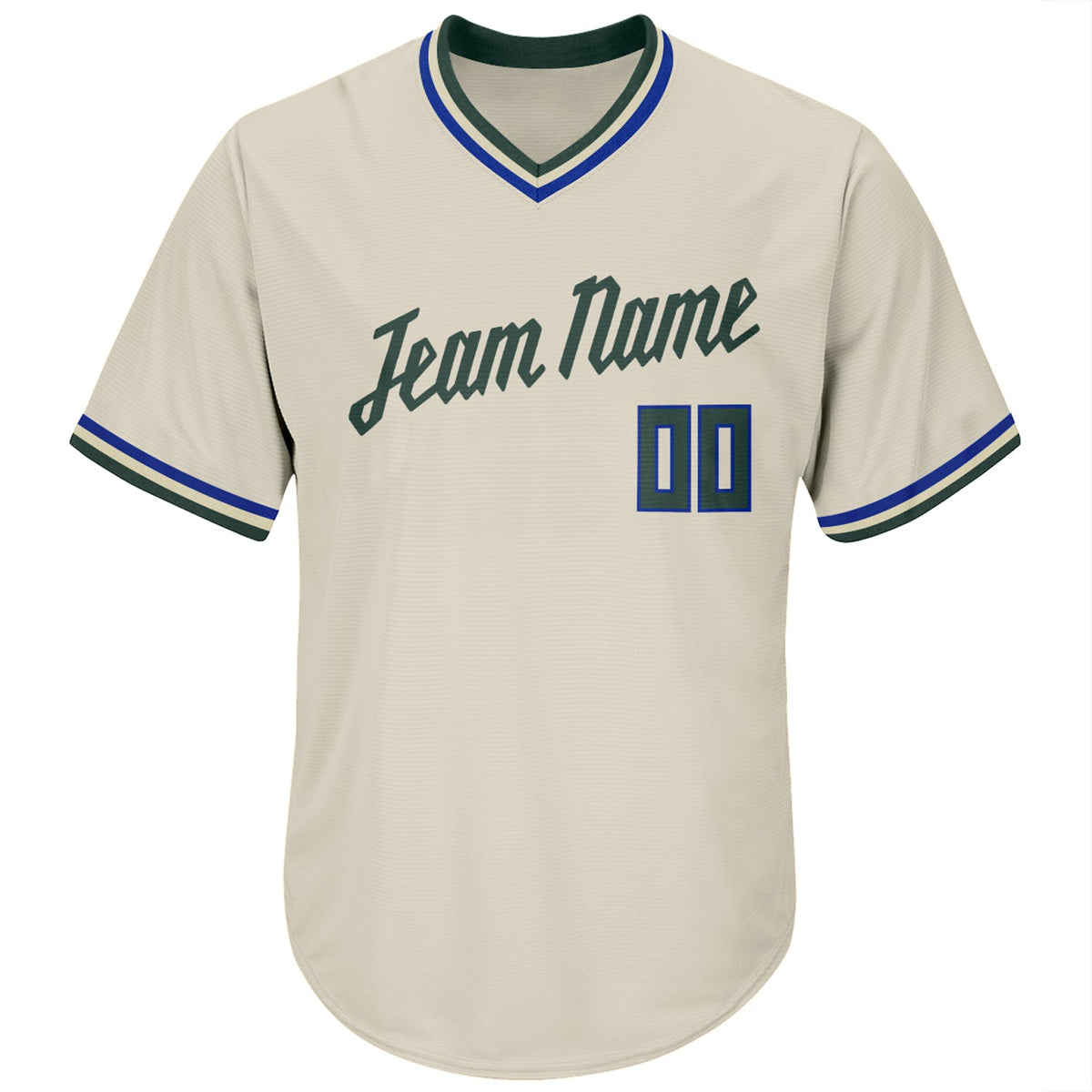 Custom Cream Hunter Green-Royal Authentic Rib-Knit Baseball Jersey Shirt