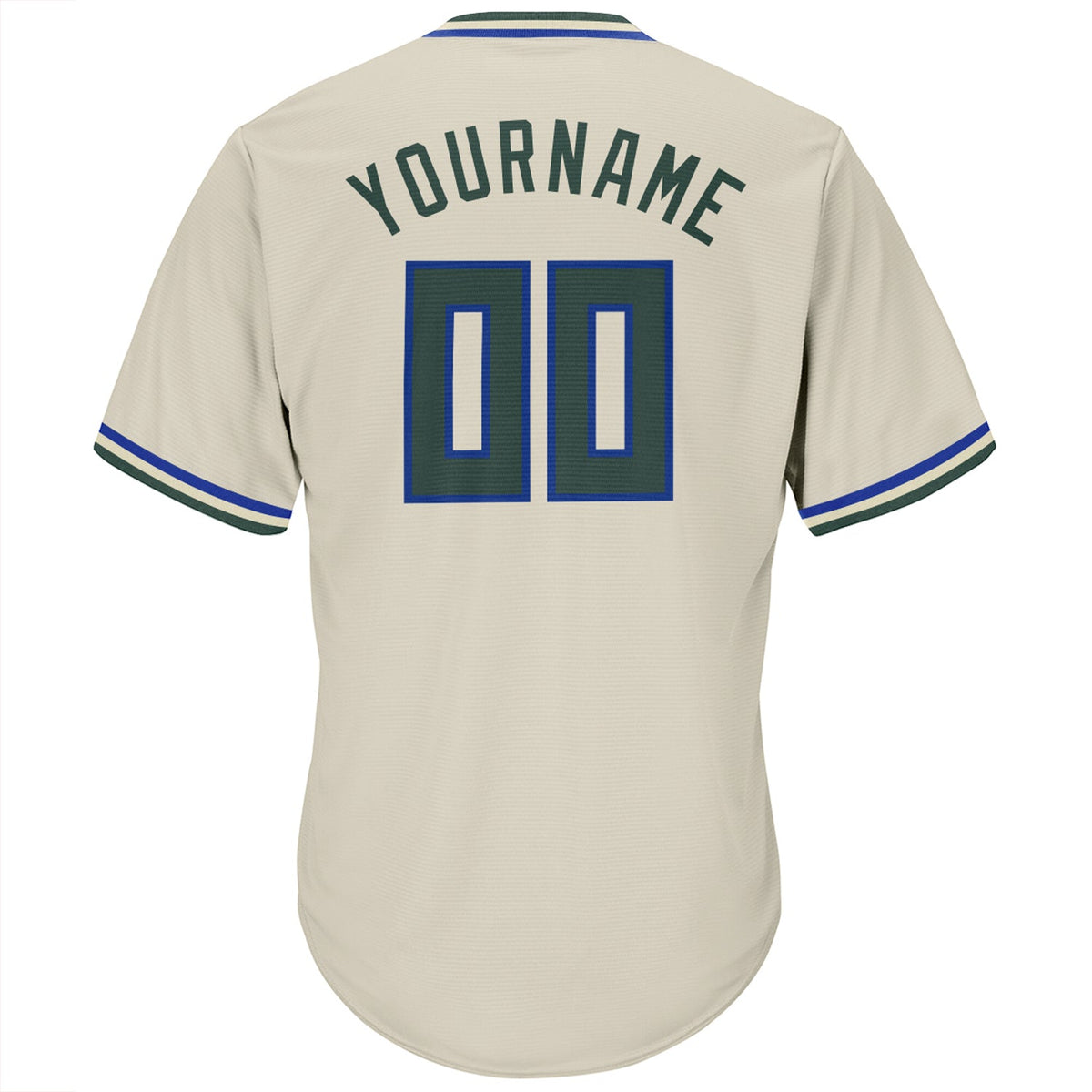 Custom Cream Hunter Green-Royal Authentic Rib-Knit Baseball Jersey Shirt