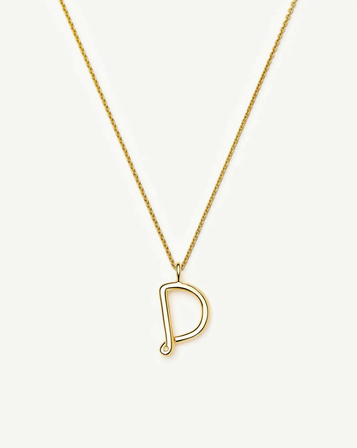 Curly Molten Initial Pendant Necklace - D | 18ct Gold Vermeil