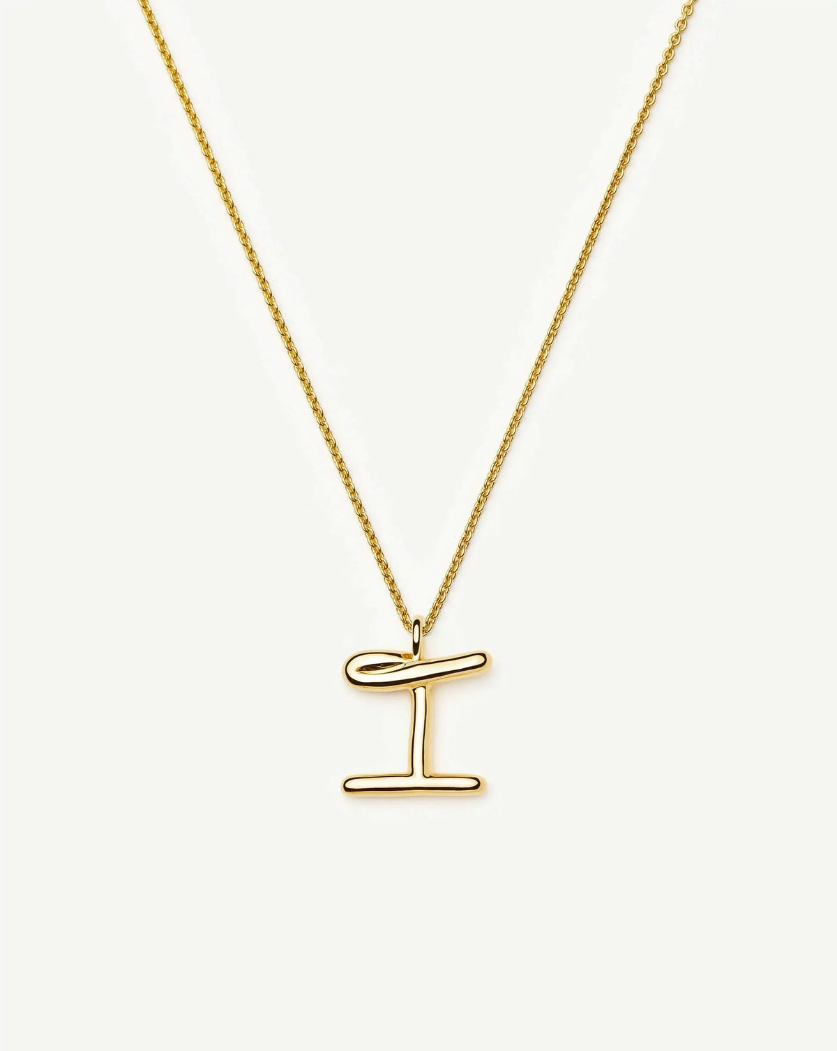 Curly Molten Initial Pendant Necklace - I | 18ct Gold Vermeil