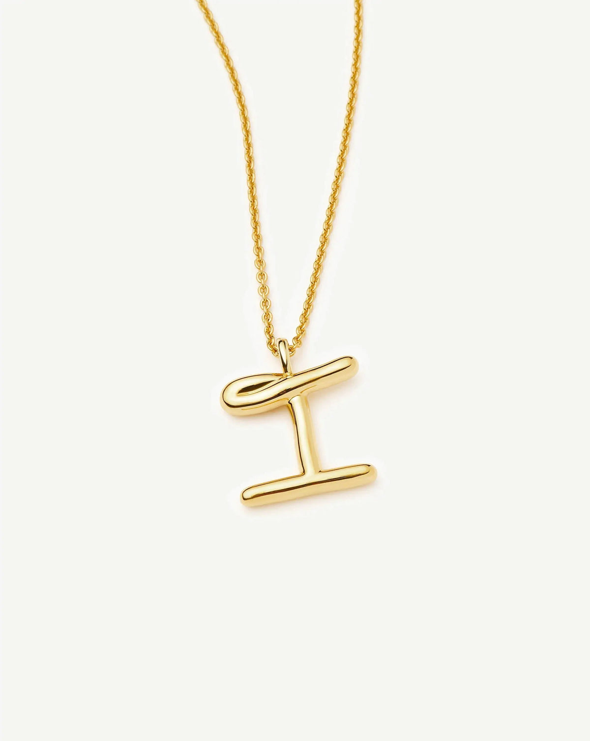 Curly Molten Initial Pendant Necklace - I | 18ct Gold Vermeil