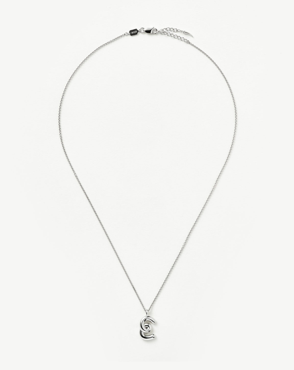 Curly Molten Initial Pendant Necklace - E | Sterling Silver