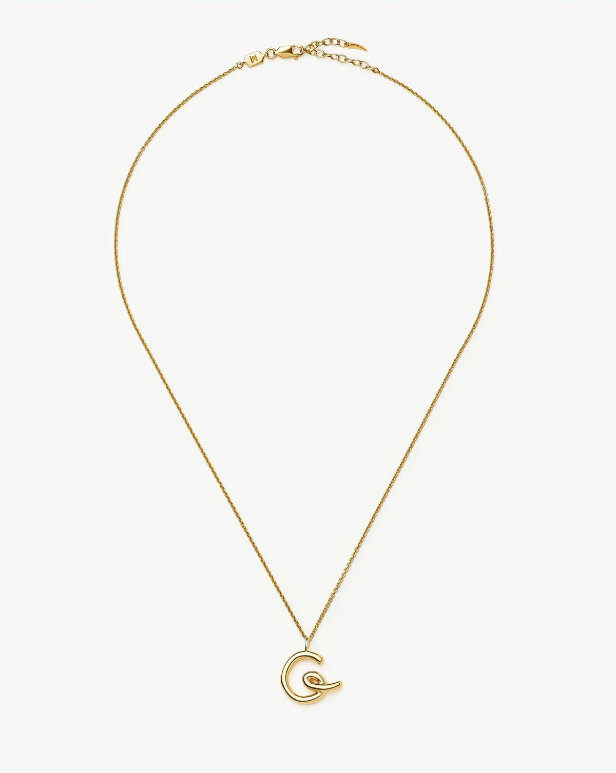 Curly Molten Initial Pendant Necklace - G | 18ct Gold Vermeil