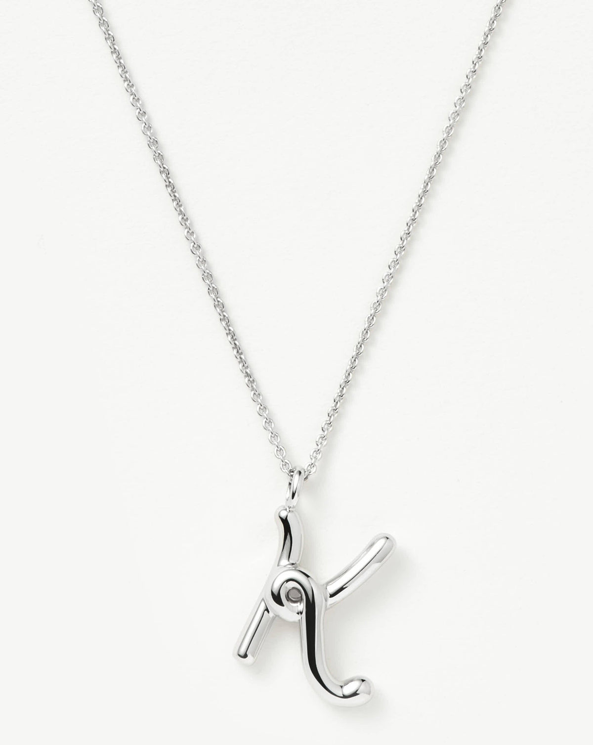 Curly Molten Initial Pendant Necklace - K | Sterling Silver