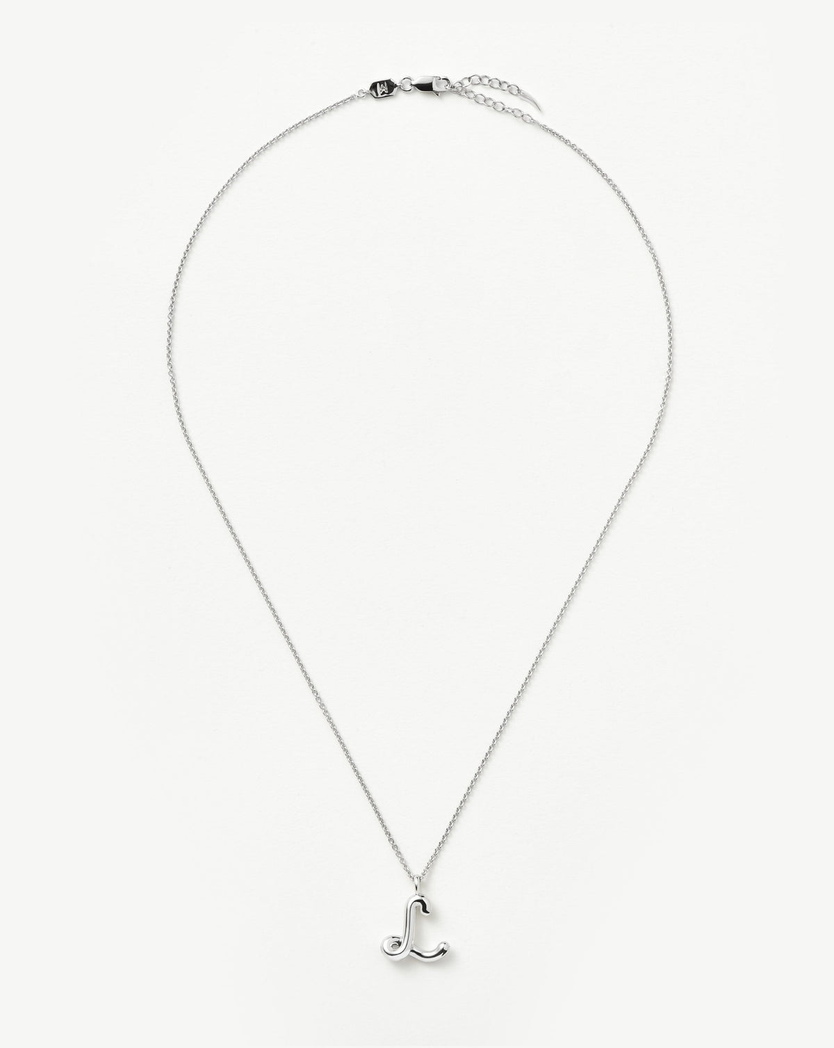 Curly Molten Initial Pendant Necklace - L | Sterling Silver