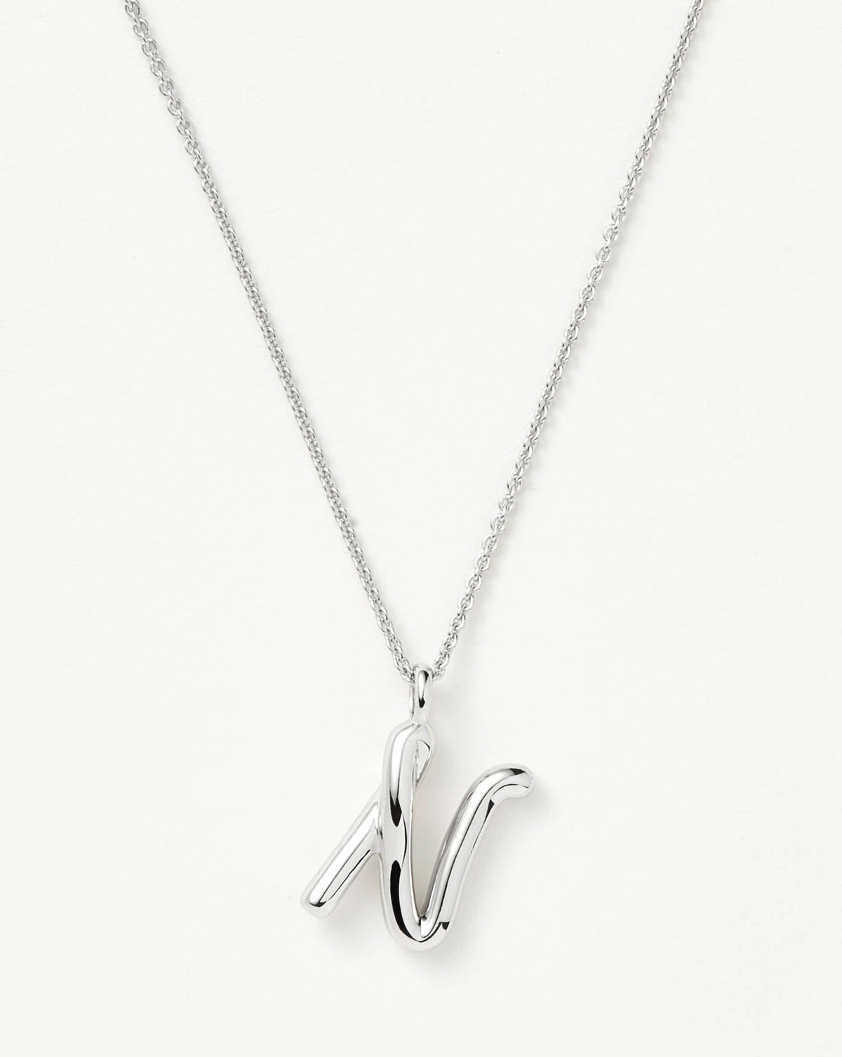 Curly Molten Initial Pendant Necklace - N | Sterling Silver