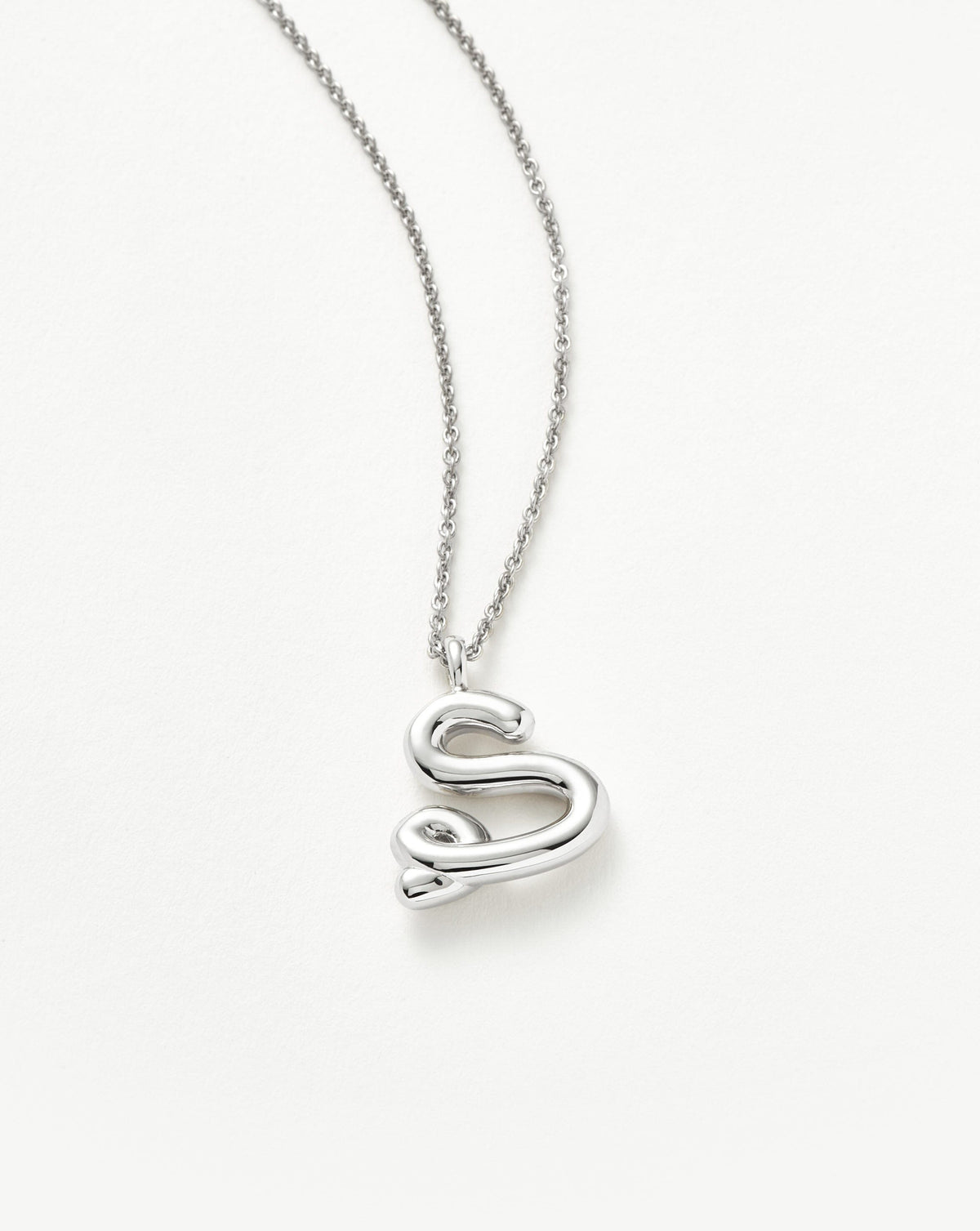 Curly Molten Initial Pendant Necklace - S | Sterling Silver
