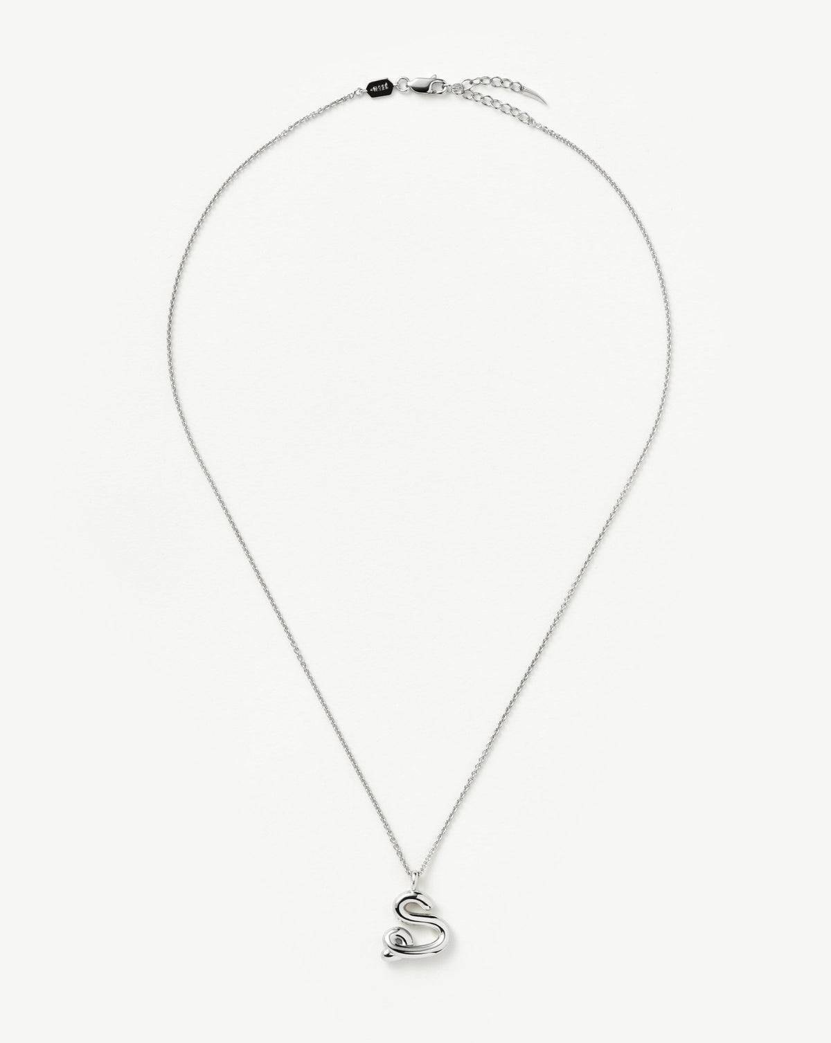 Curly Molten Initial Pendant Necklace - S | Sterling Silver