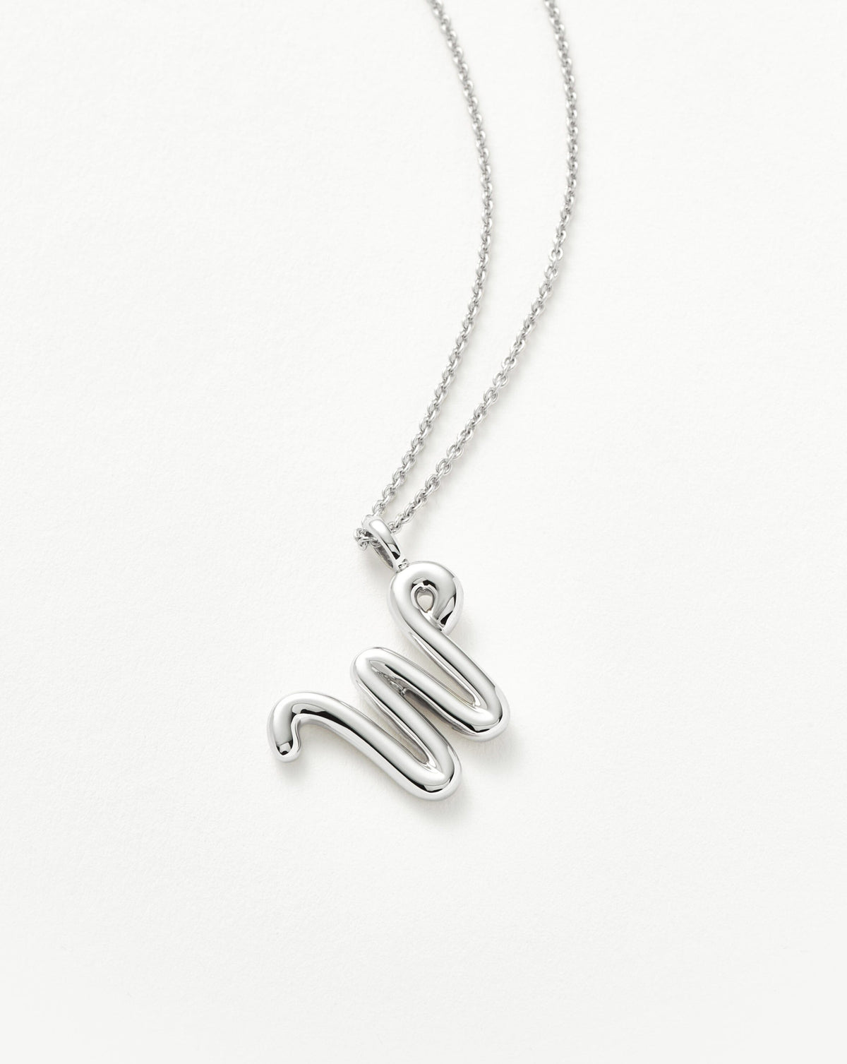 Curly Molten Initial Pendant Necklace - W | Sterling Silver
