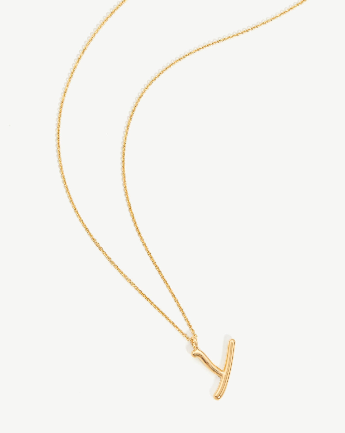 Curly Molten Initial Pendant Necklace - Y | 18ct Gold Vermeil