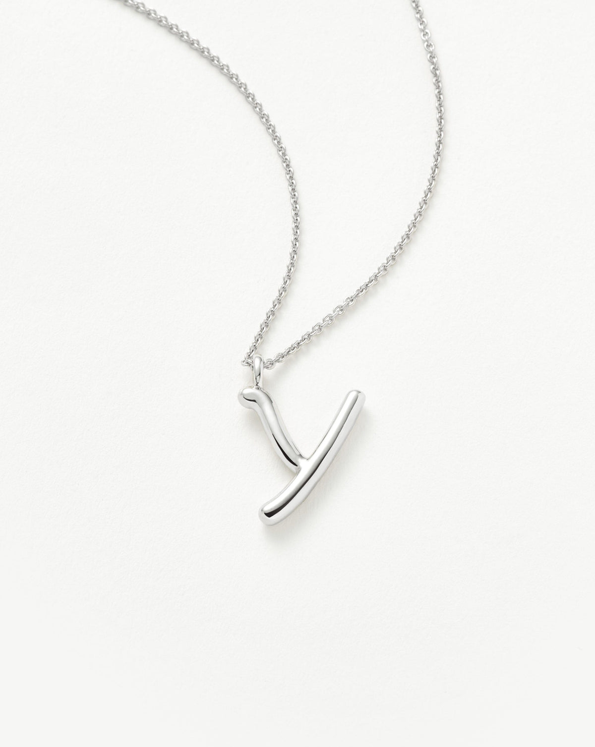 Curly Molten Initial Pendant Necklace - Y | Sterling Silver