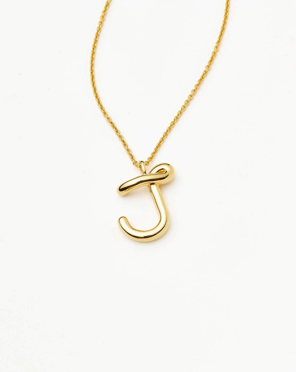 Curly Molten Initial Pendant Necklace - J | 18ct Gold Vermeil