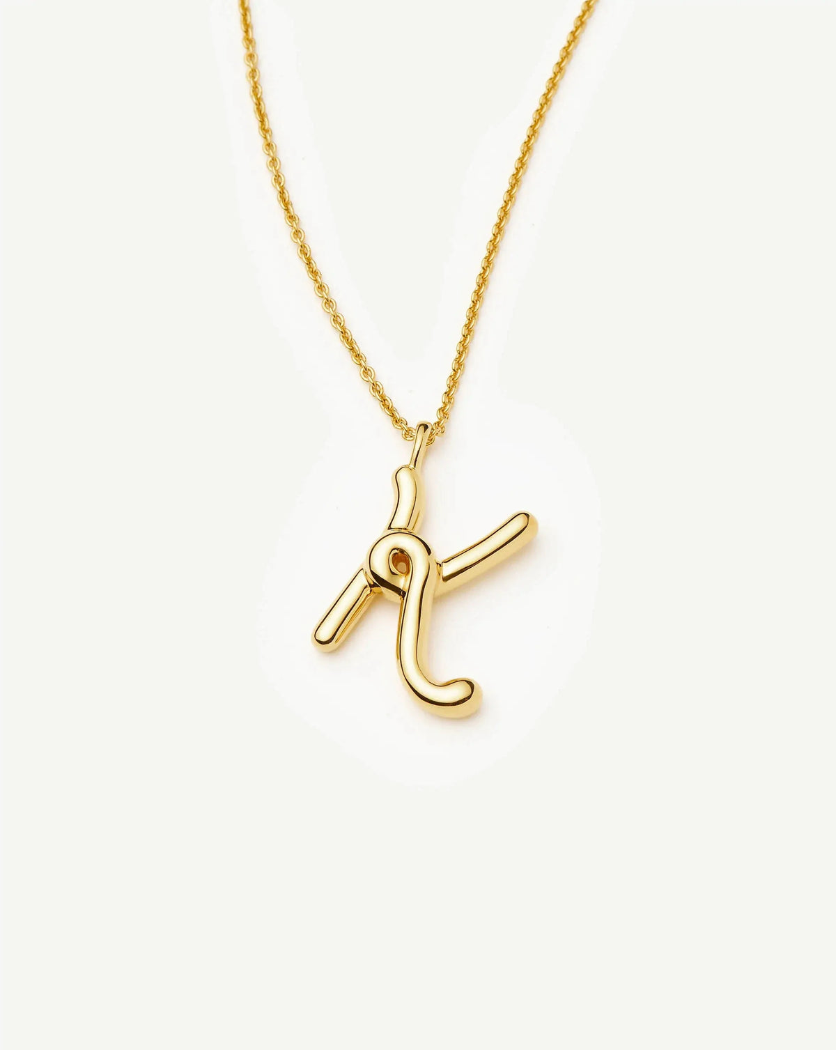 Curly Molten Initial Pendant Necklace - K | 18ct Gold Vermeil
