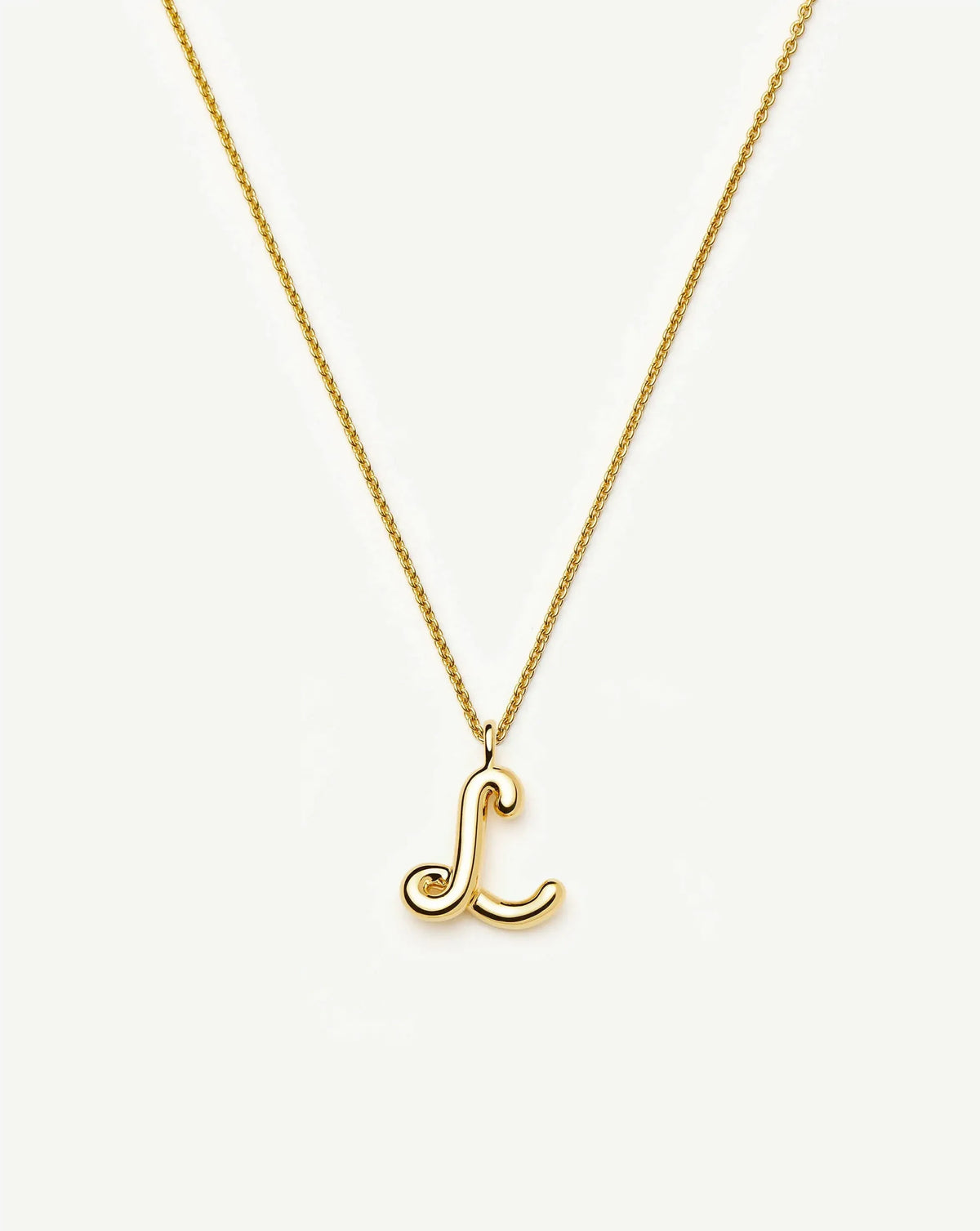 Curly Molten Initial Pendant Necklace - L | 18ct Gold Vermeil