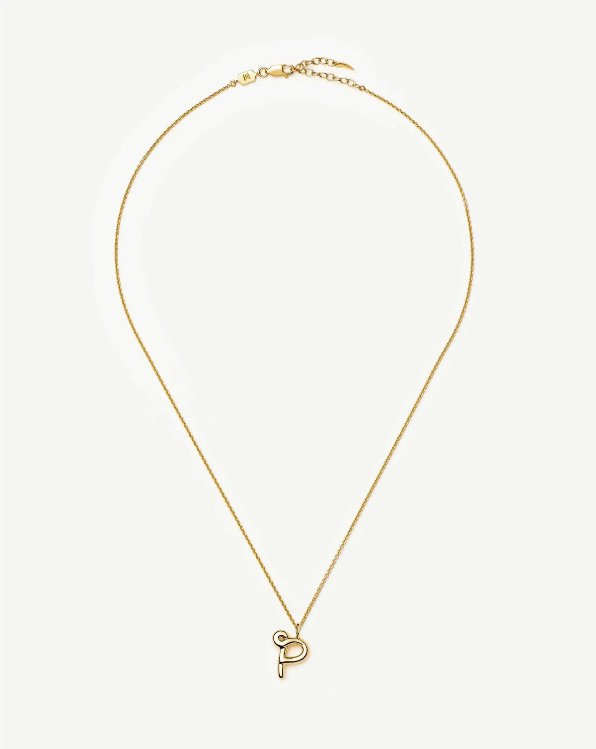 Curly Molten Initial Pendant Necklace - P | 18ct Gold Vermeil