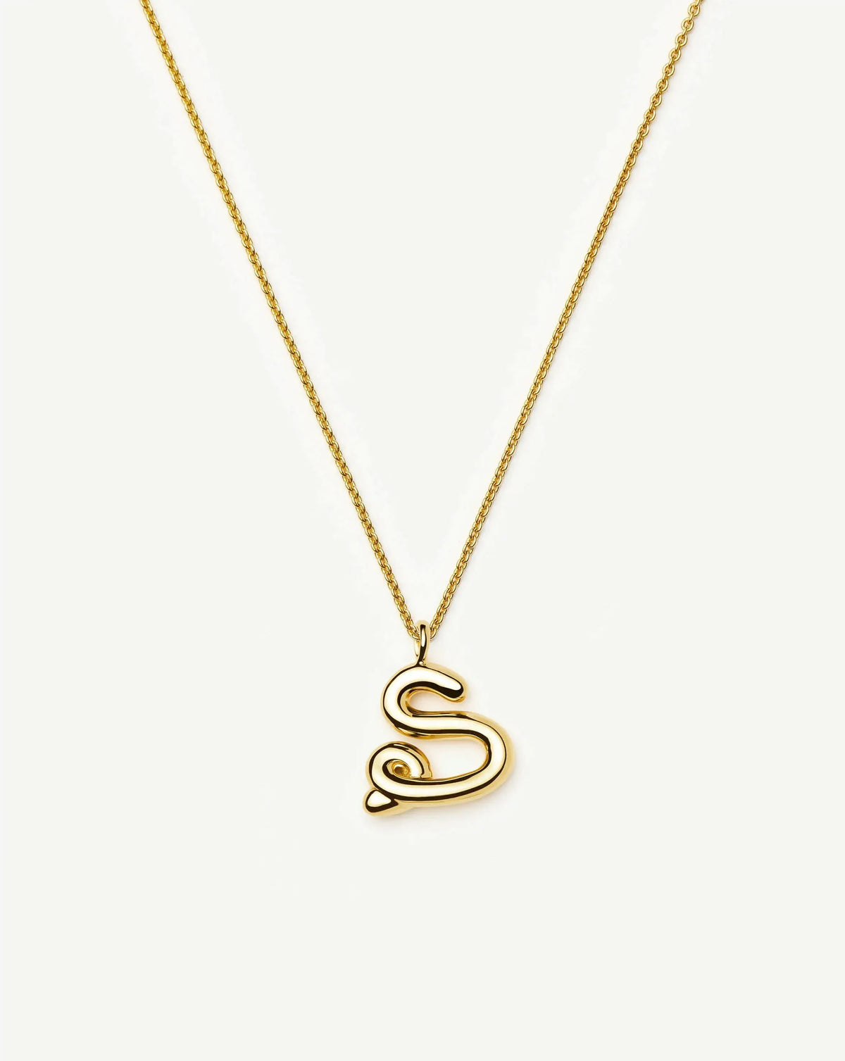 Curly Molten Initial Pendant Necklace - S | 18ct Gold Vermeil