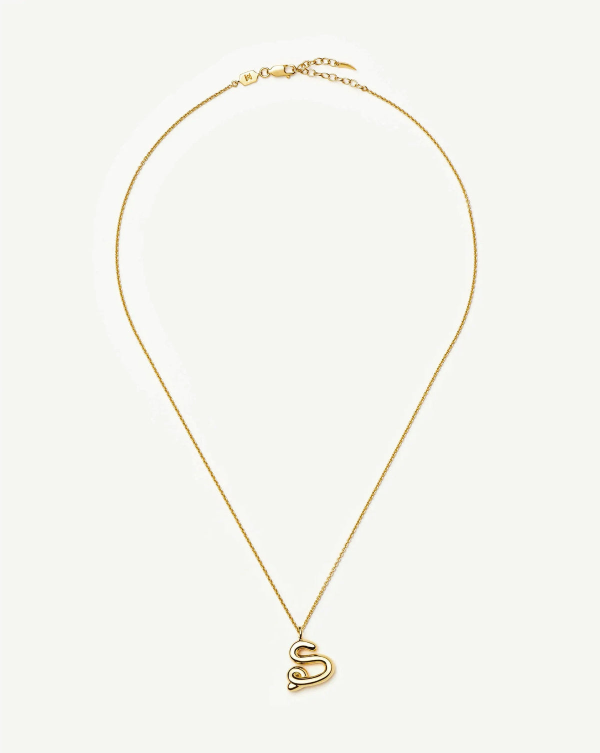Curly Molten Initial Pendant Necklace - S | 18ct Gold Vermeil