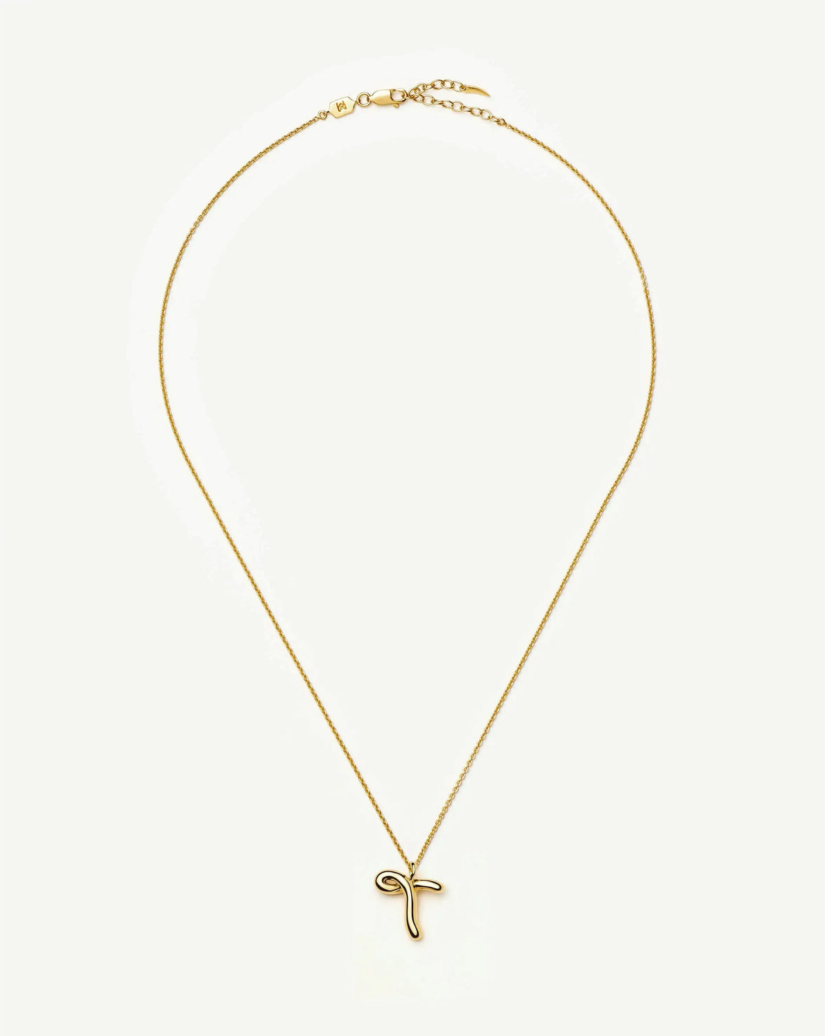 Curly Molten Initial Pendant Necklace - T | 18ct Gold Vermeil