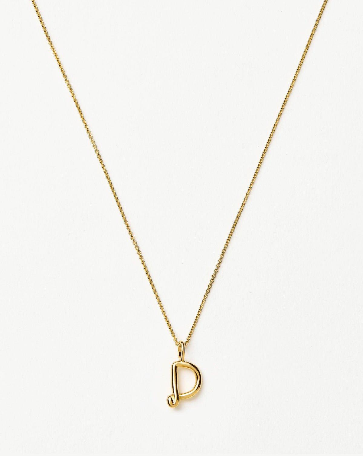Curly Molten Mini Initial Necklace - D  | 18ct Gold Vermeil