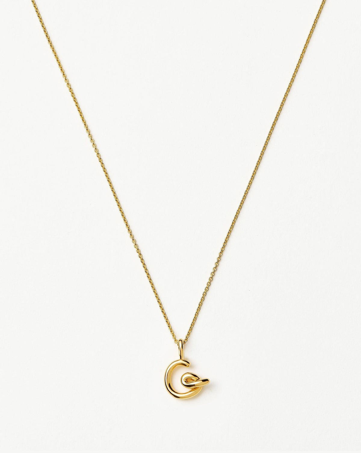 Curly Molten Mini Initial Necklace - G  | 18ct Gold Vermeil