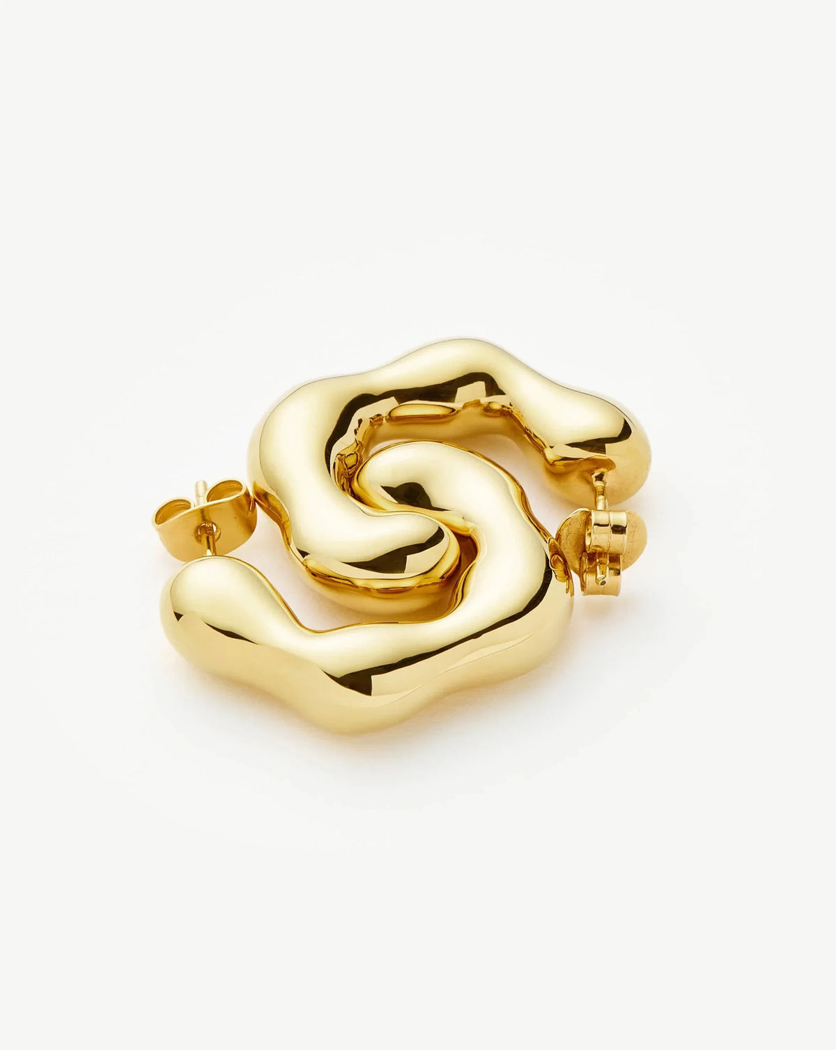 Eny Puffy Medium Hoop Earrings | 18ct Gold Plated