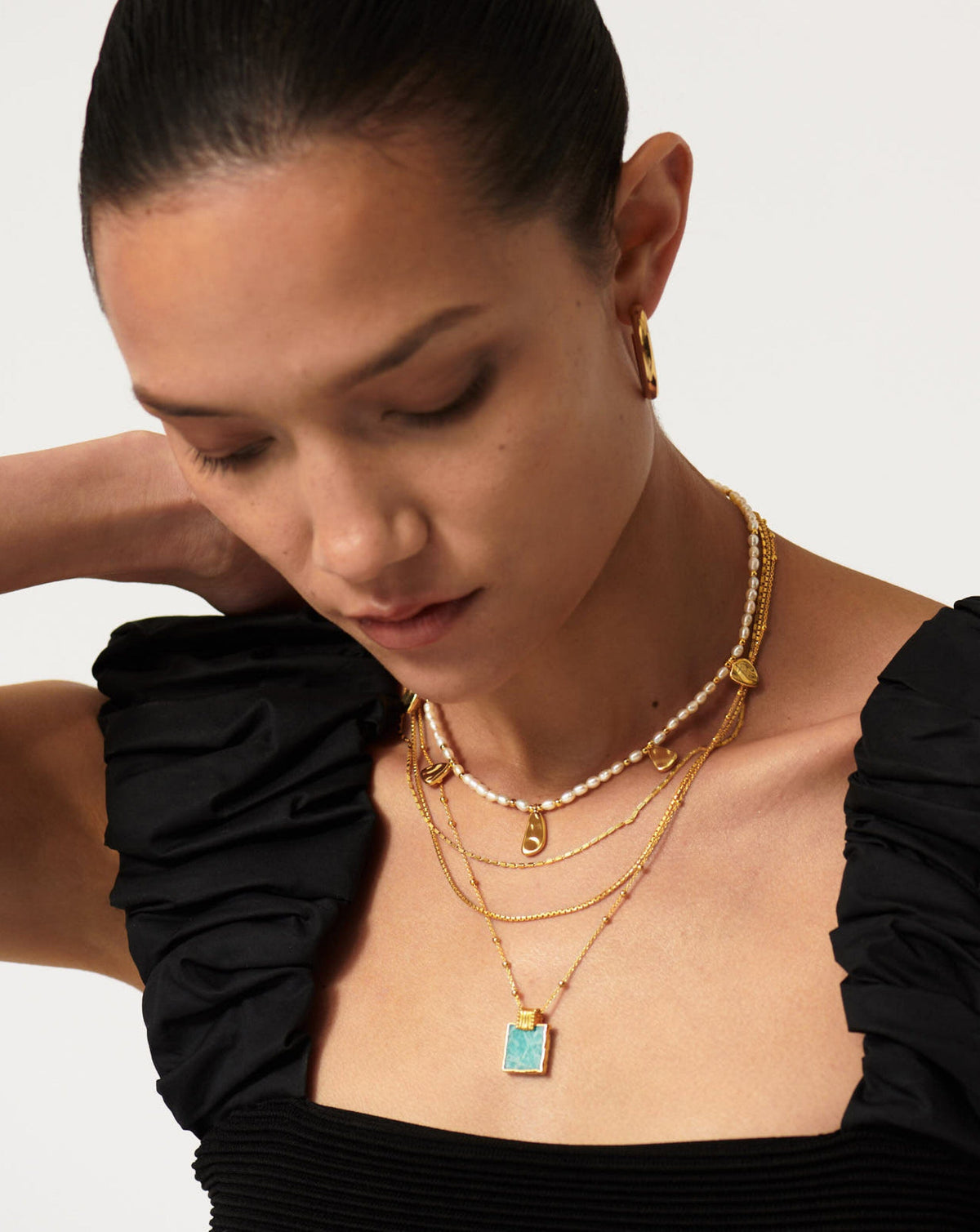 Lena Charm Necklace | 18ct Gold Plated/Amazonite