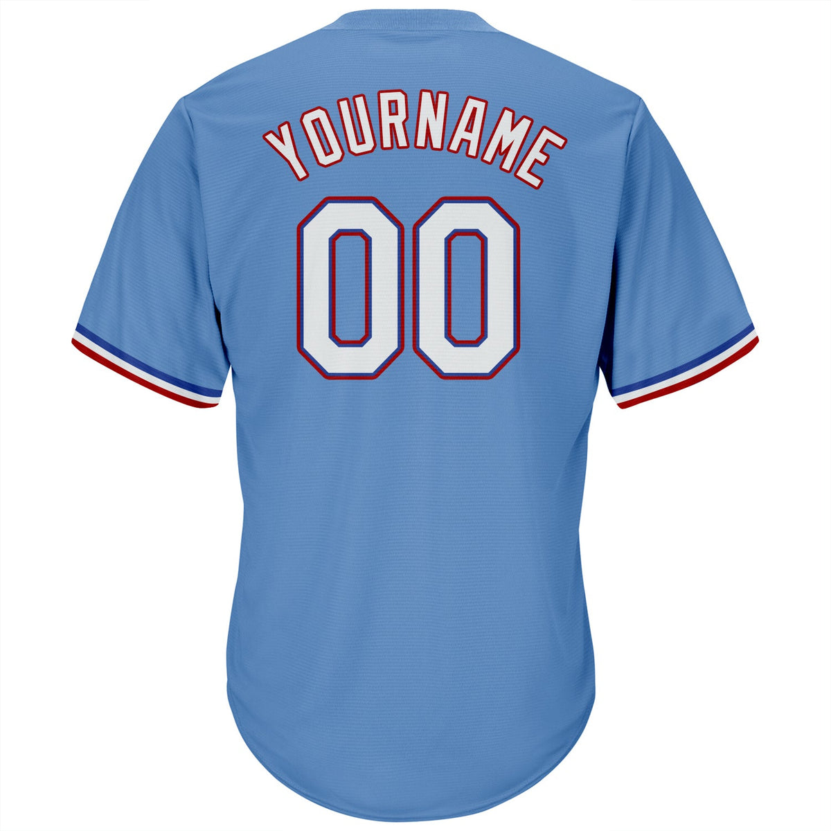 Custom Light Blue White-Red Authentic Rib-Knit Baseball Jersey Shirt