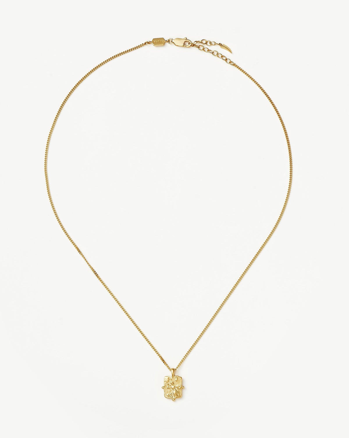 Lucy Williams Engravable Beaded Square Coin Pendant Necklace | 18ct Gold Vermeil