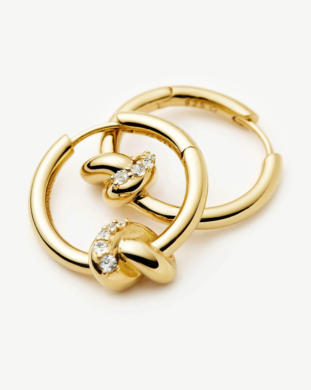 Lucy Williams Pavé Knot Small Hoop Earrings | 18ct Gold Plated
