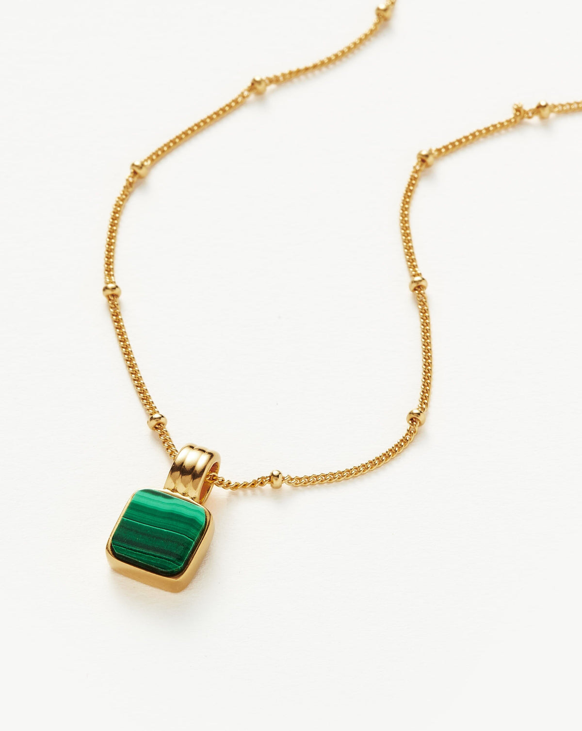 Lucy Williams Square Malachite Necklace | 18ct Gold Vermeil/Malachite