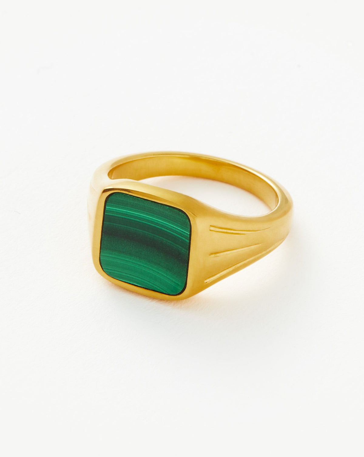 Lucy Williams Square Signet Ring | 18ct Gold Vermeil/Malachite