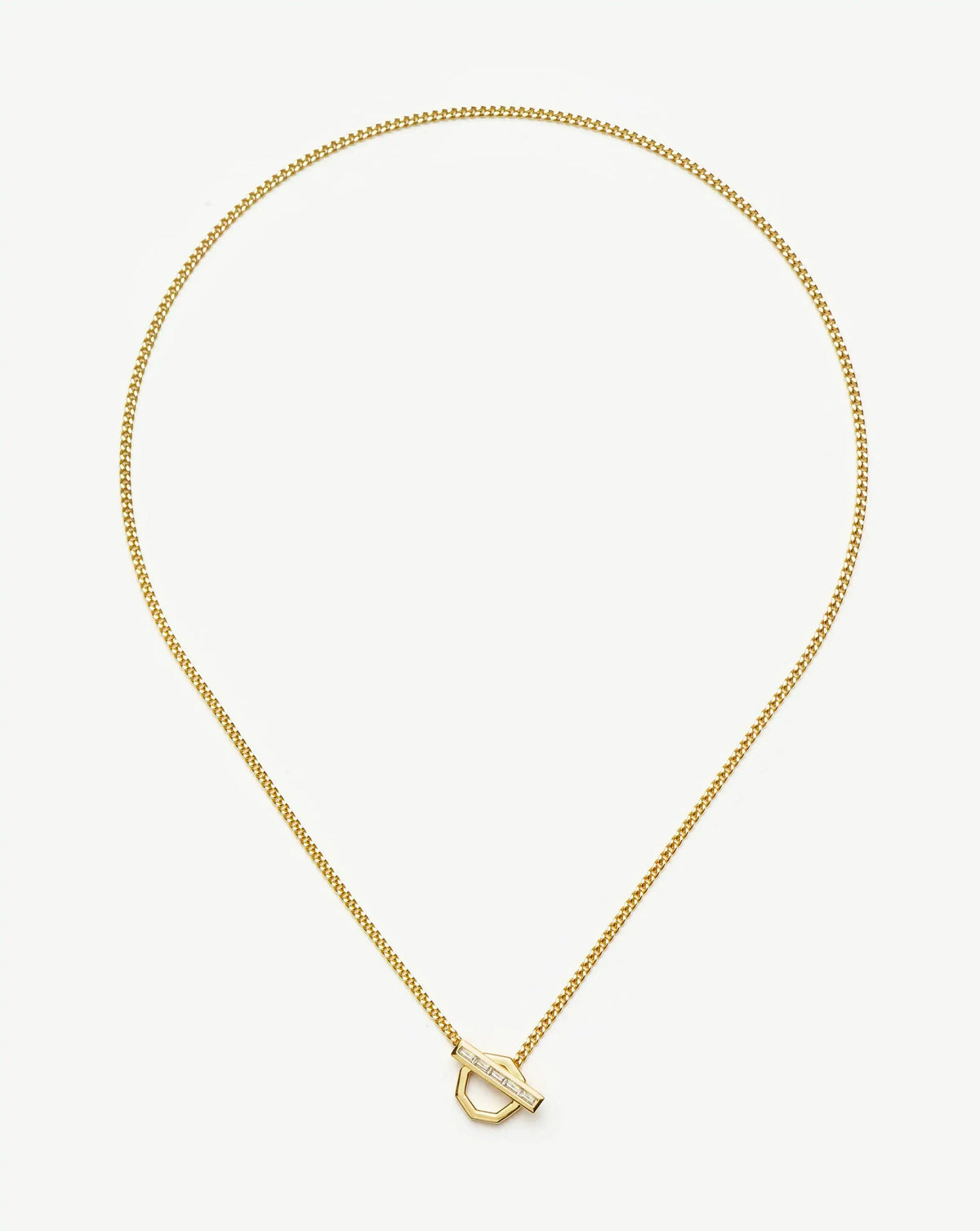 Lucy Williams T-Bar Hex Pendant Necklace | 18ct Gold Plated