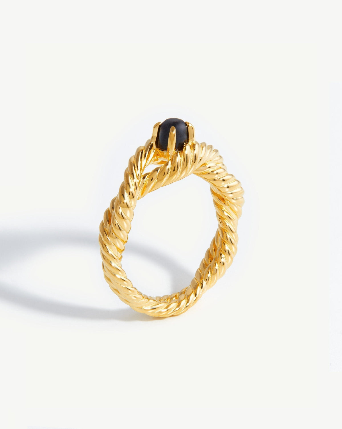 Marina Double Rope Gemstone Ring | 18ct Gold Vermeil/Black Onyx