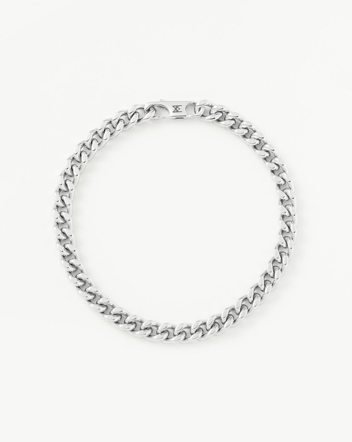 Mens Flat Curb Chain Bracelet | Silver Plated
