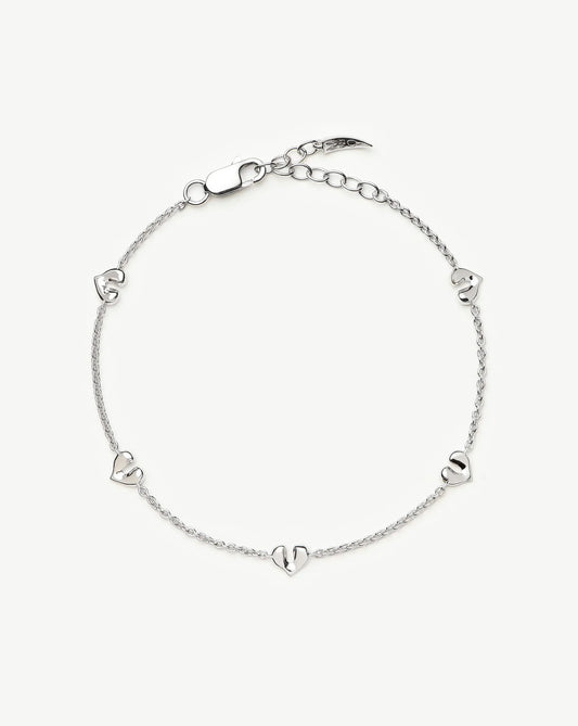 Molten Heart Mini Charm Bracelet | Sterling Silver