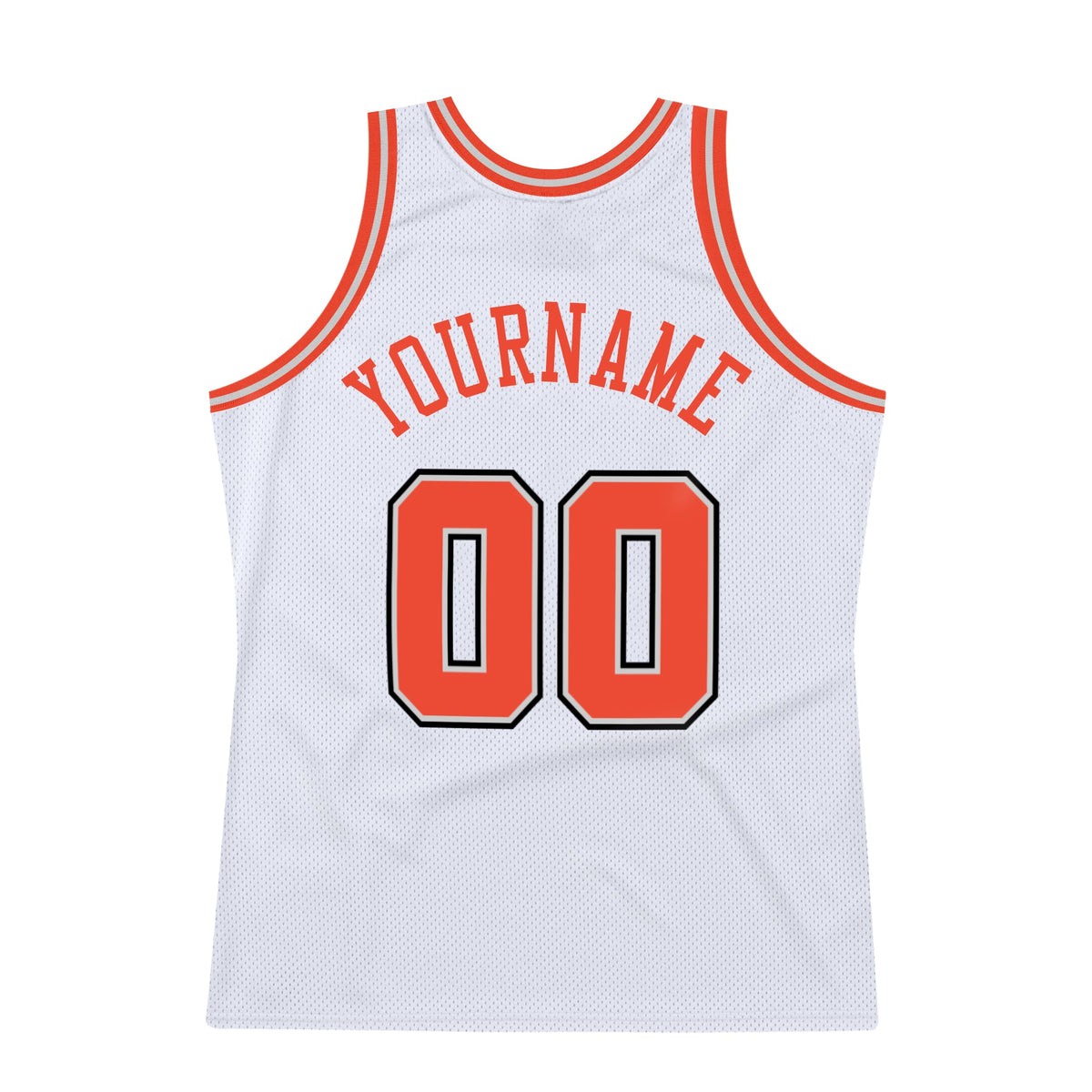 Custom White Orange-Gray Authentic Throwback Basketball Jersey